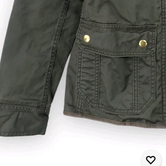 J. Crew Jacket Women's GreenDark Moss Downtown Field ZipSnaps Wax Shell Sz SMALL - Picture 3 of 10